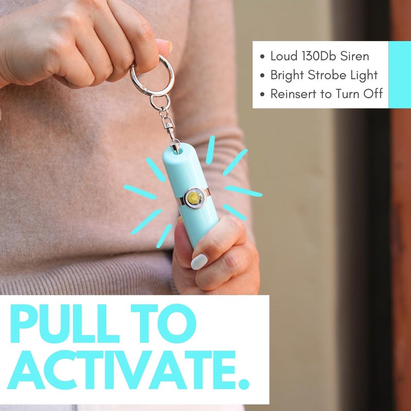 Security Man Personal Alarms for Women | Safety Alarm Keychain (Loud 130dB Siren and SOS Strobe Light) Everyday Self Defense Security Alarm Protection Device (Teal) - Image 5